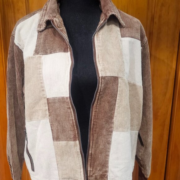 Color Block Patchwork Corduroy Jacket - Picture 2 of 5